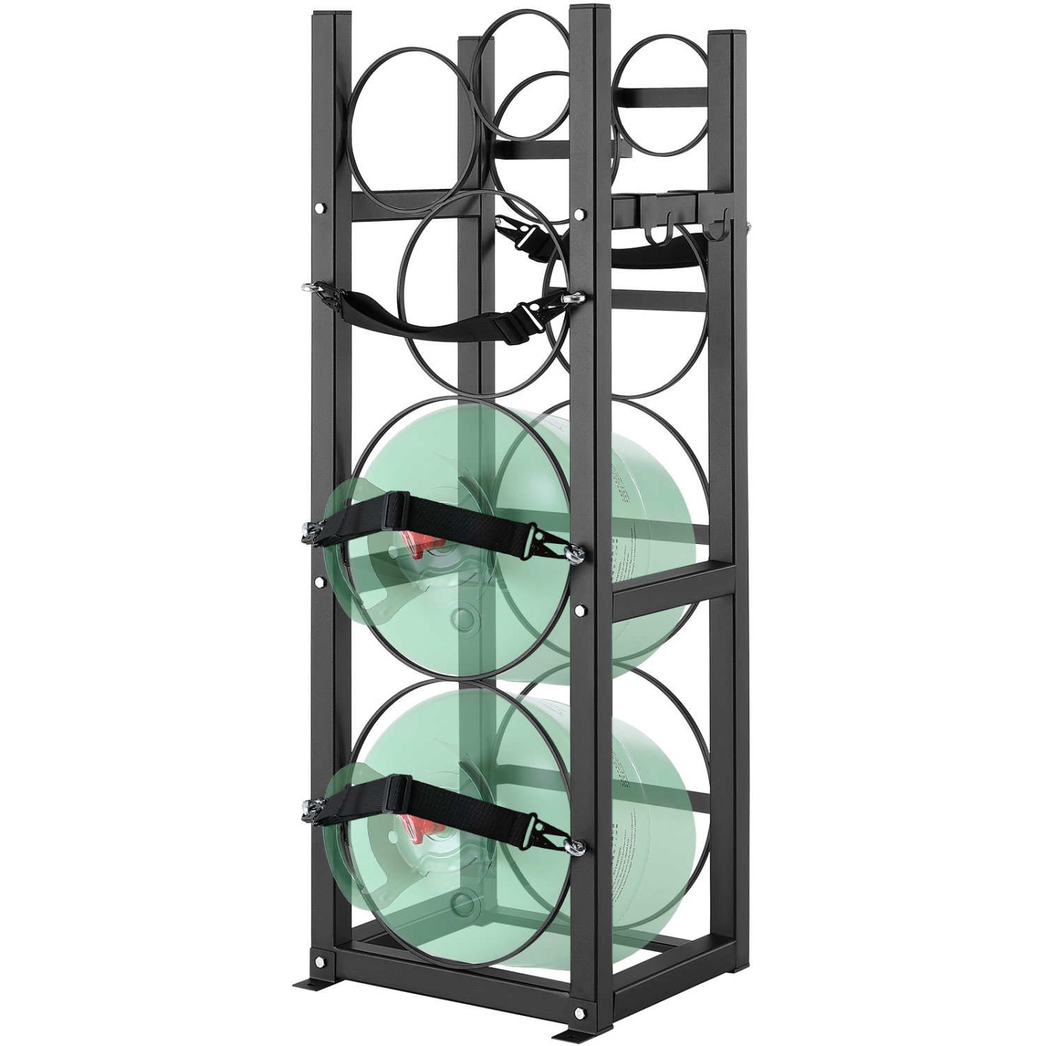 VEVOR 12.79x12.99x47.12 in Refrigerant Tank Rack, with 2 x 30lbs and Other 3 Small Bottle Tanks, Cylinder Tank Rack, Refrigerant Cylinder Rack and