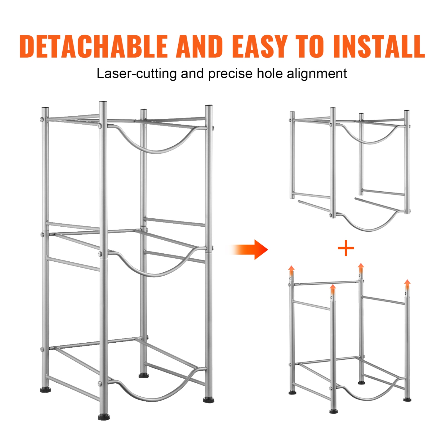 VEVOR 3 Tiers Water Jug Holder, 5 Gallon Water Bottle Holder, Single Row Water Bottle Rack for 3 Bottles, Heavy Duty Water Jug Rack for Kitchen,