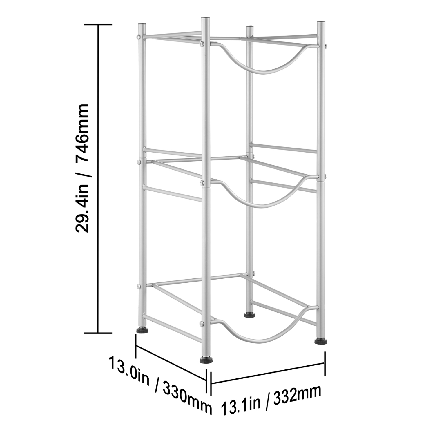 VEVOR 3 Tiers Water Jug Holder, 5 Gallon Water Bottle Holder, Single Row Water Bottle Rack for 3 Bottles, Heavy Duty Water Jug Rack for Kitchen,
