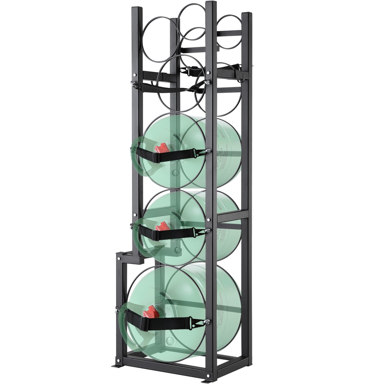 VEVOR 15.55x12.99x49.8 in Refrigerant Tank Rack, with 1 x 50lb, 2 x 30lb and Other 3 Small Bottle Tanks, Cylinder Tank Rack, Refrigerant Cylinder