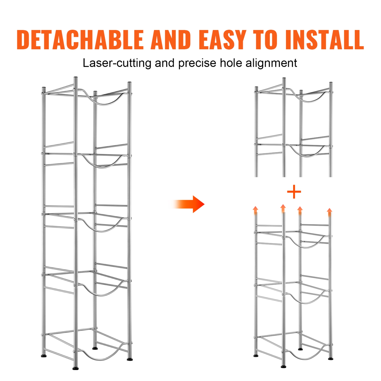 Porte-bouteille VEVOR 5 niveaux, porte-bouteille d'eau de 5 gallons, porte-bouteille à une rangée pour 5 bouteilles, support robuste pour bidon d'eau