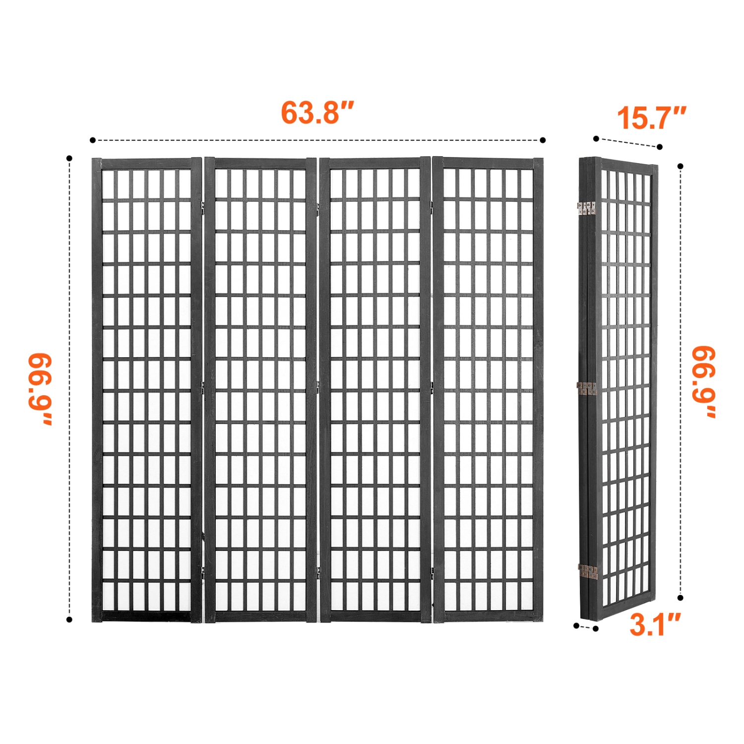 VEVOR 4 Panel Room Divider, Japanese Room Divider, Wood Folding Privacy Screen Indoor, Japanese Partition Dividers Portable Decoration Screens, for