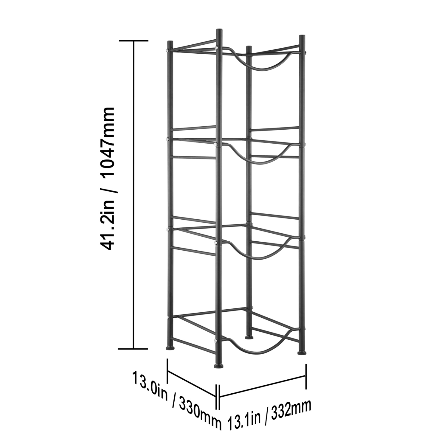 VEVOR 4 Tiers Water Jug Holder, 5 Gallon Water Bottle Holder, Single Row Water Bottle Rack for 4 Bottles, Heavy Duty Water Jug Rack for Kitchen,