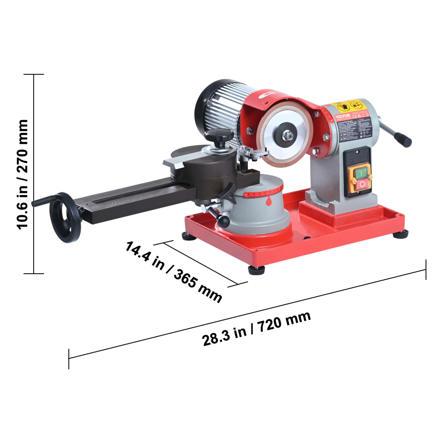VEVOR 370W Circular Saw Blade Sharpener,Rotary Angle Mill Grinder, 3600RPM Saw Blade Grinding Sharpening with 6 Saw Centerings, 5-inch Grinding Wheel