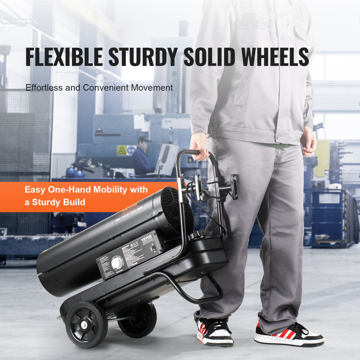 Chaufferette à air pulsé au kérosène VEVOR 70000&nbsp;BTU, radiateur portatif au diesel Torpedo avec thermostat, réservoir de 5 gallons, radiateur