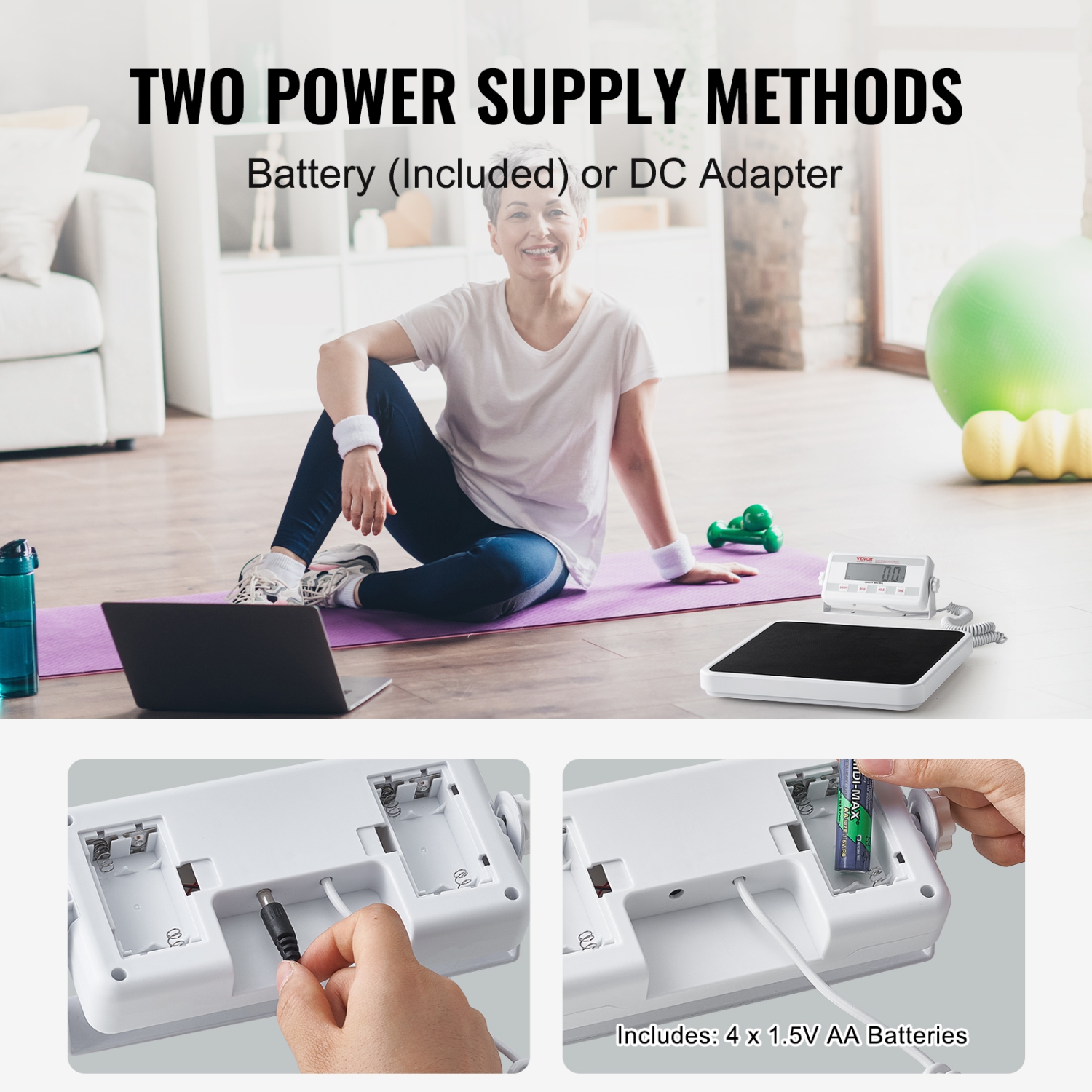 VEVOR 2 Units Professional Digital Medical Scale, for Weighing - with Anti-Slip Mat, Hold & Tare Function, 550LBS Capacity Physician Wight Scale for