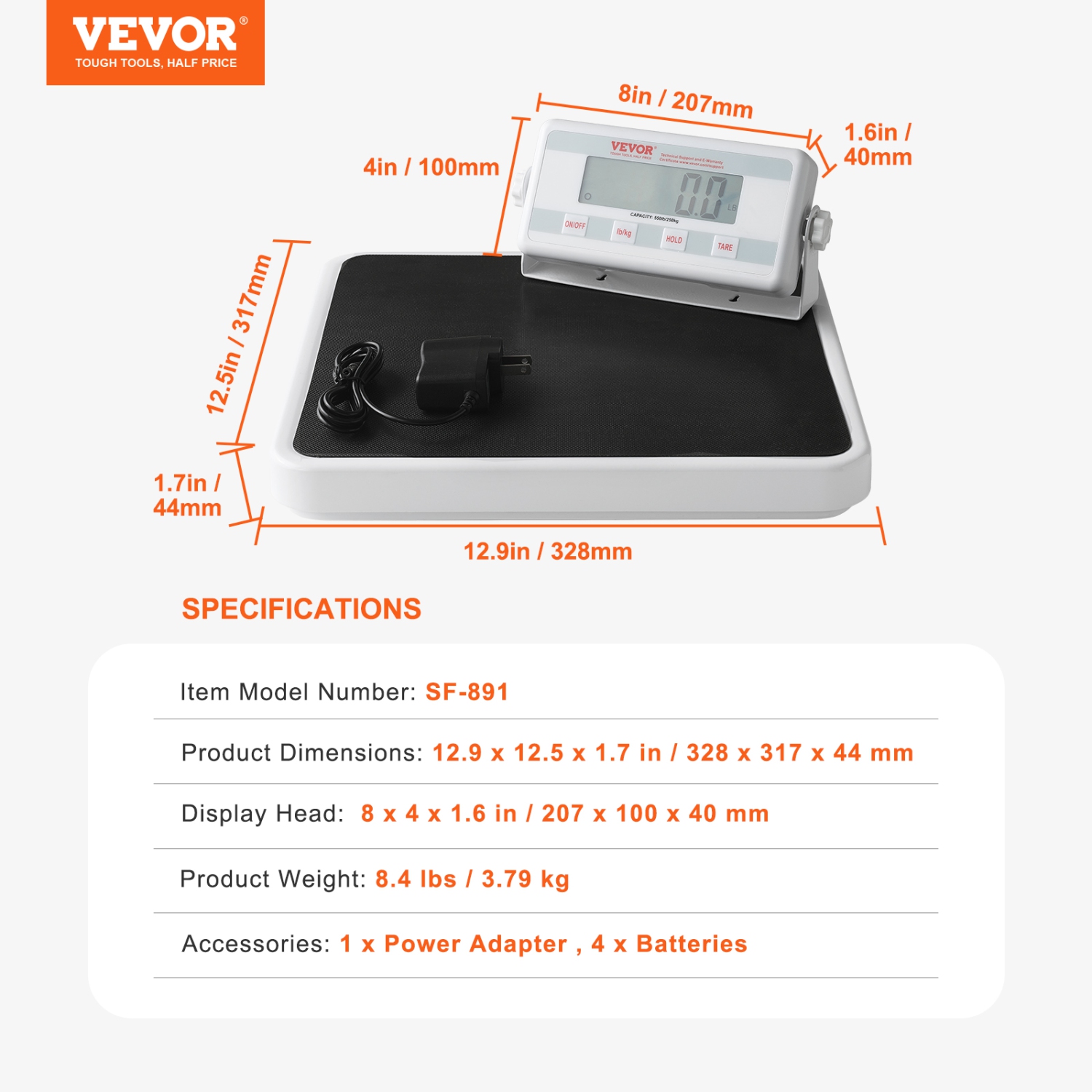 VEVOR 2 Units Professional Digital Medical Scale, for Weighing - with Anti-Slip Mat, Hold & Tare Function, 550LBS Capacity Physician Wight Scale for