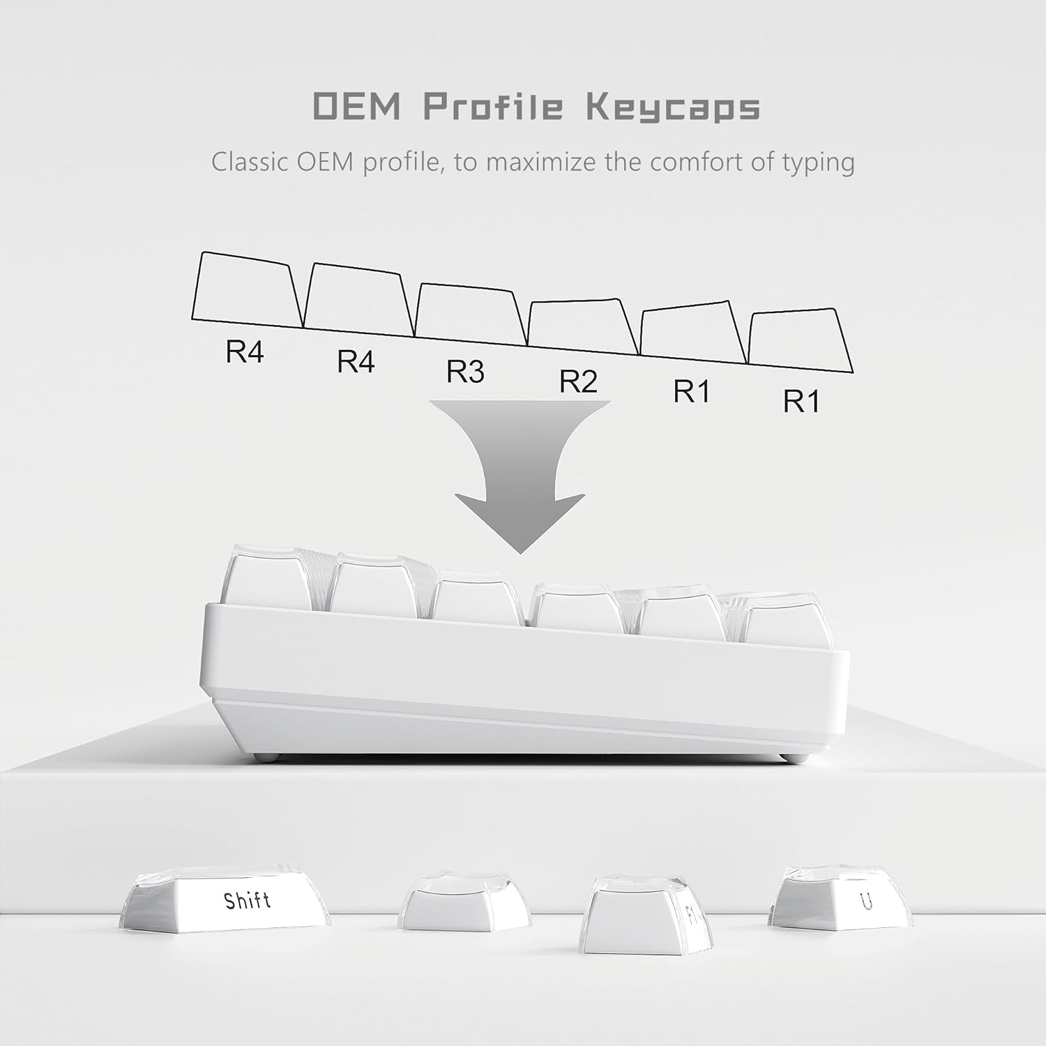 Keycaps Transparents Rose Crystal Jelly – Kit Complet 113 Touches Gravées Latérales, Compatibles Claviers Mécaniques Cherry/Gateron MX - 13