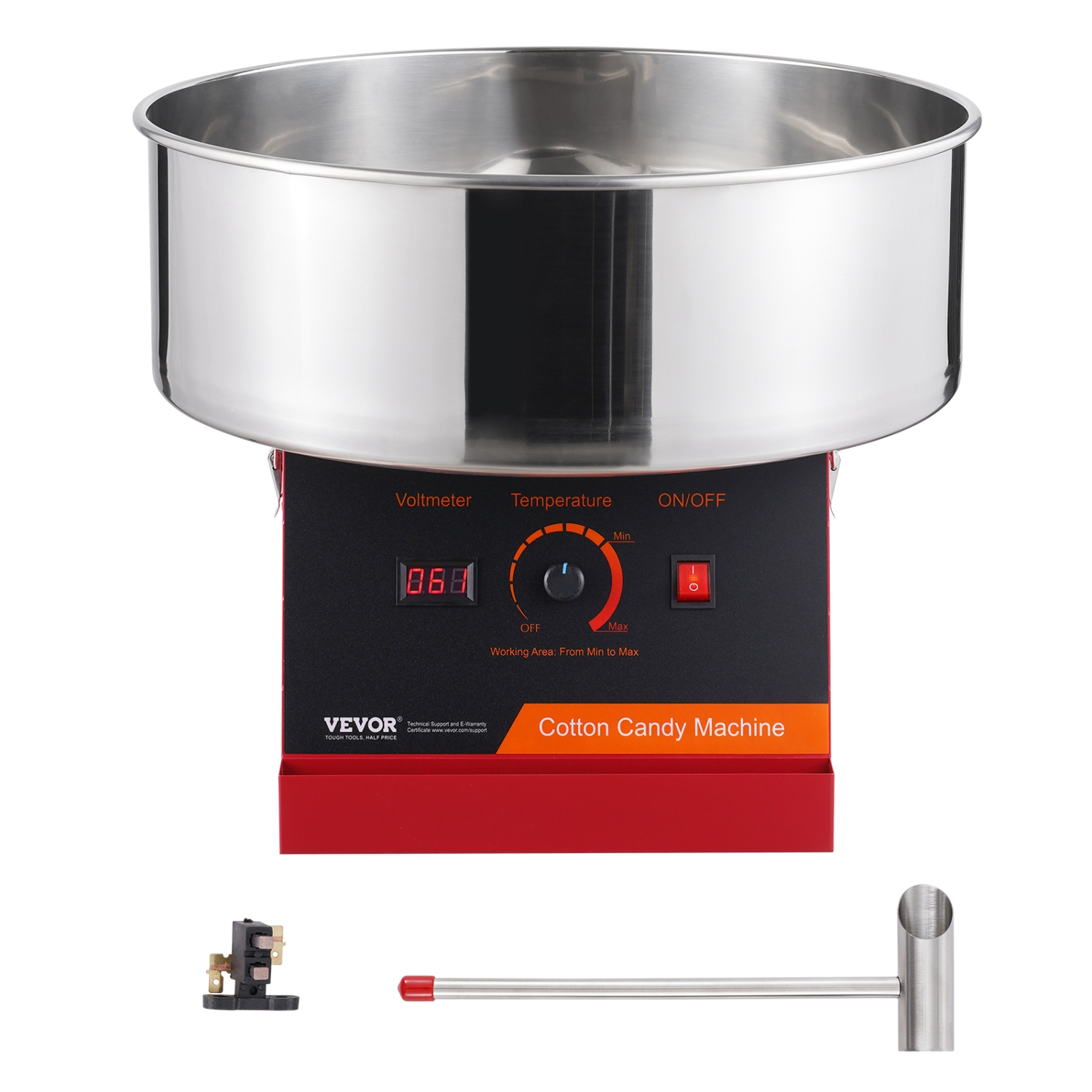 VEVOR 1000W Electric Cotton Candy Machine, Candy Floss Maker, Commercial Cotton Candy Machine with Stainless Steel Bowl, and Sugar Scoop, Perfect for