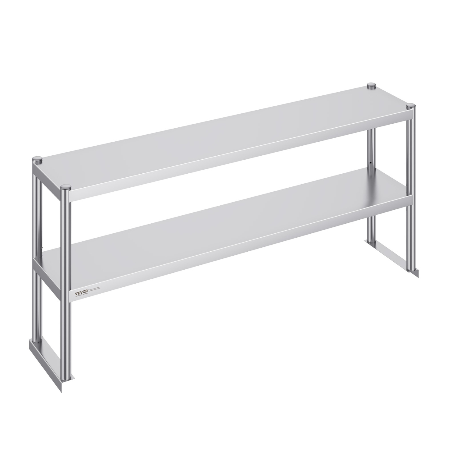 VEVOR 12 x 60 Inch Double Overshelf, Double Tier Stainless Steel Overshelf, Double Deck Overshelf, Height Adjustable Overshelf Prep Work Table for