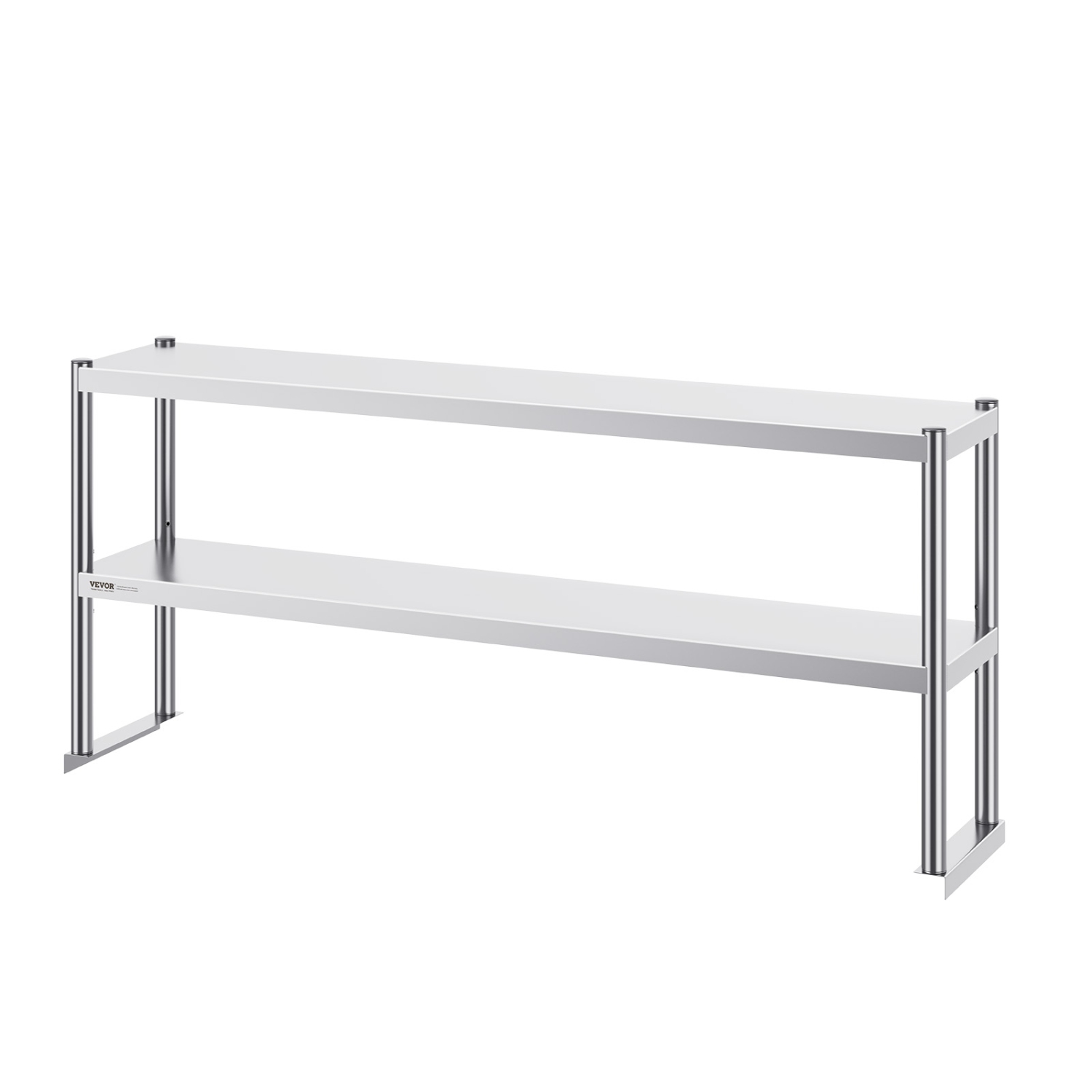 VEVOR 12 x 60 Inch Double Overshelf, Double Tier Stainless Steel Overshelf, Double Deck Overshelf, Height Adjustable Overshelf Prep Work Table for