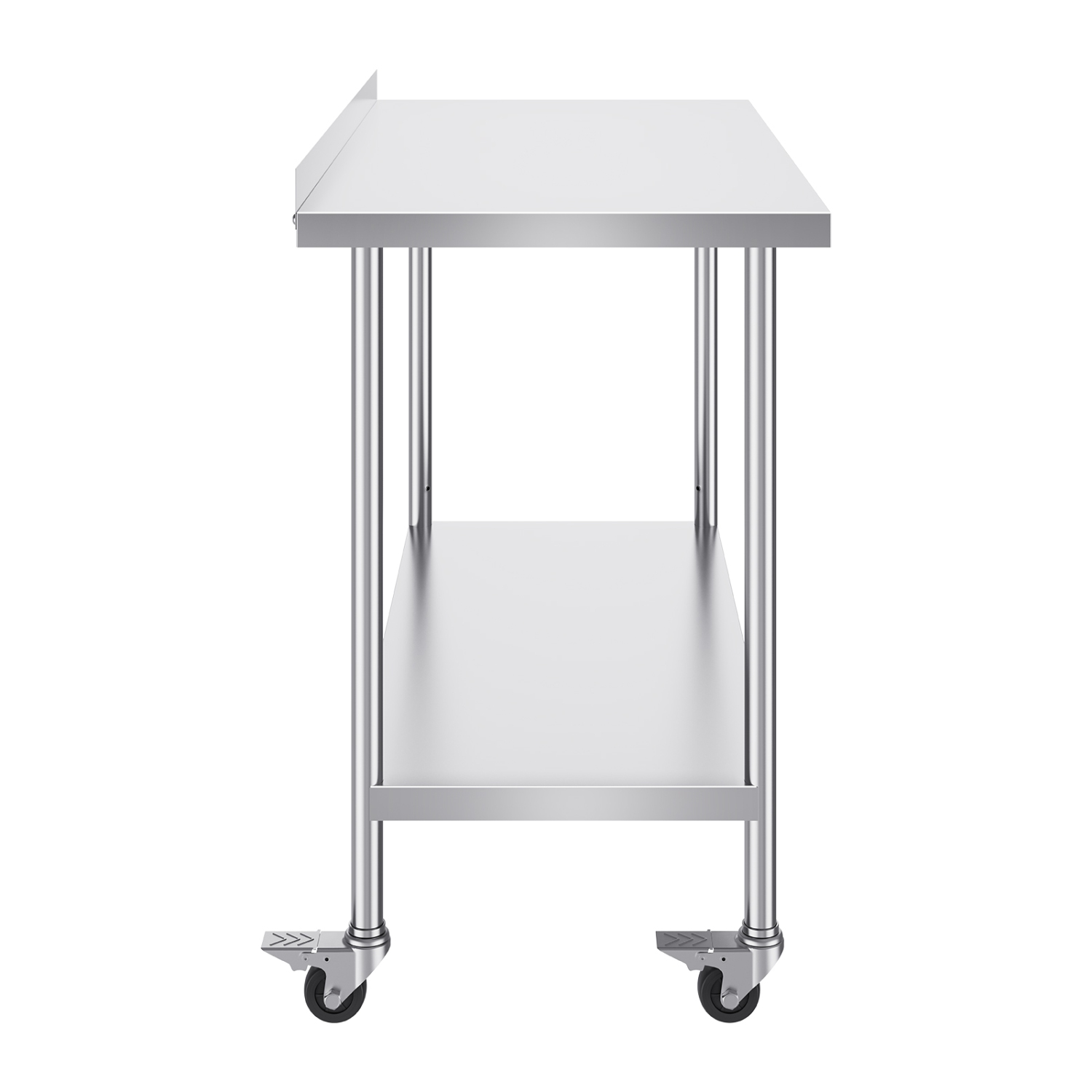 VEVOR 24 x 48 x 40 Inch Stainless Steel Work Table, Commercial Food Prep Worktable with Casters, Heavy Duty Prep Worktable, Metal Work Table with