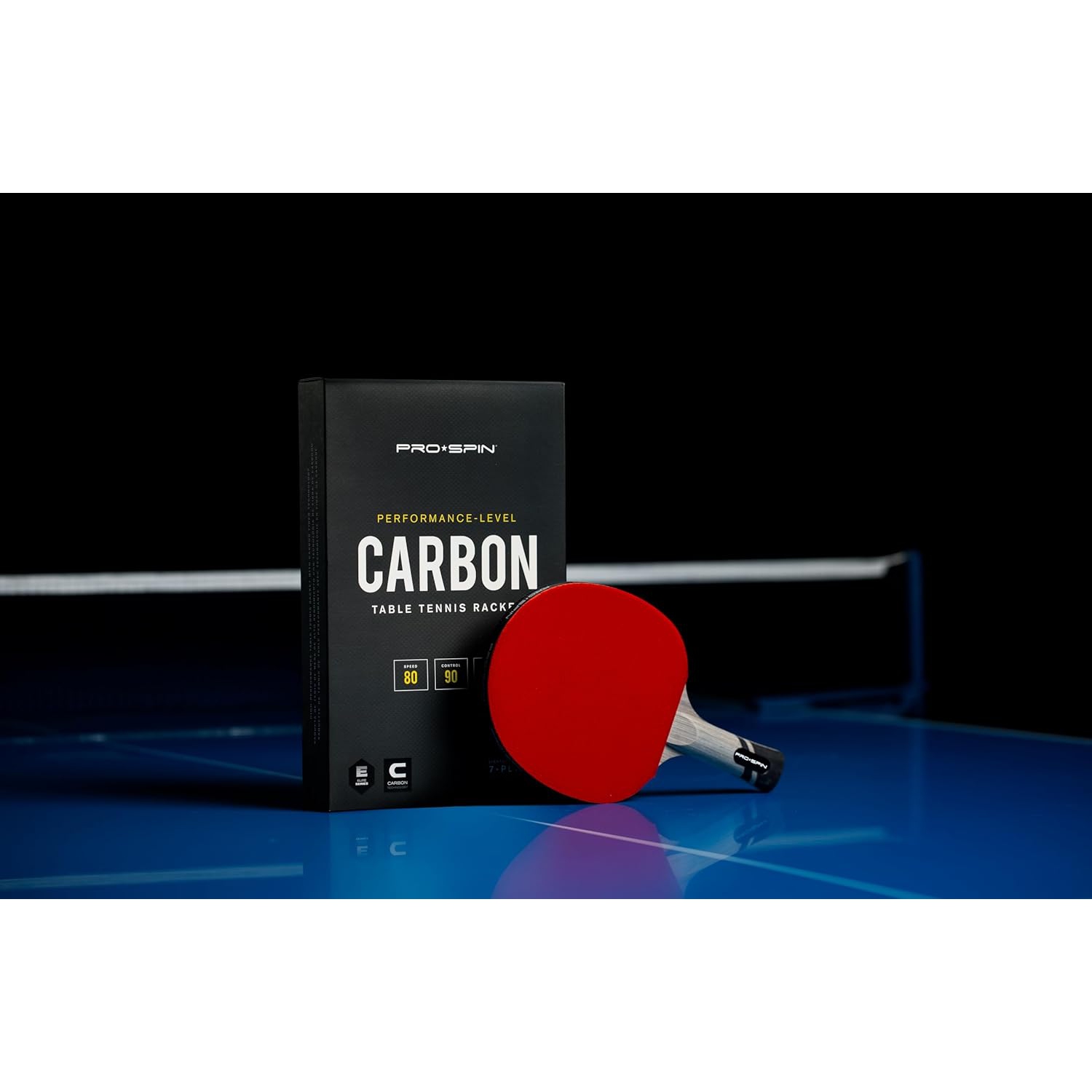 Ping Pong Paddle,Table Tennis Racket with Carbon Fibre, 2.0mm Sponge, 7-Ply Blade with Rubber Protector Case for Table Tennis Paddles, Red