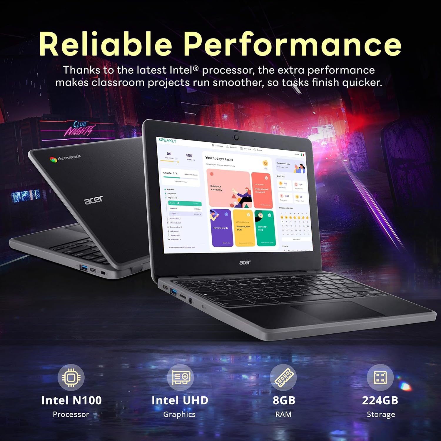 acer Chromebook Spin 511 11.6" HD Touchscreen 2 in 1 Chromebook, Intel N100,224GB Storage, 8GB ‎DDR5, ‎Intel UHD Graphics, Chrome OS, Black