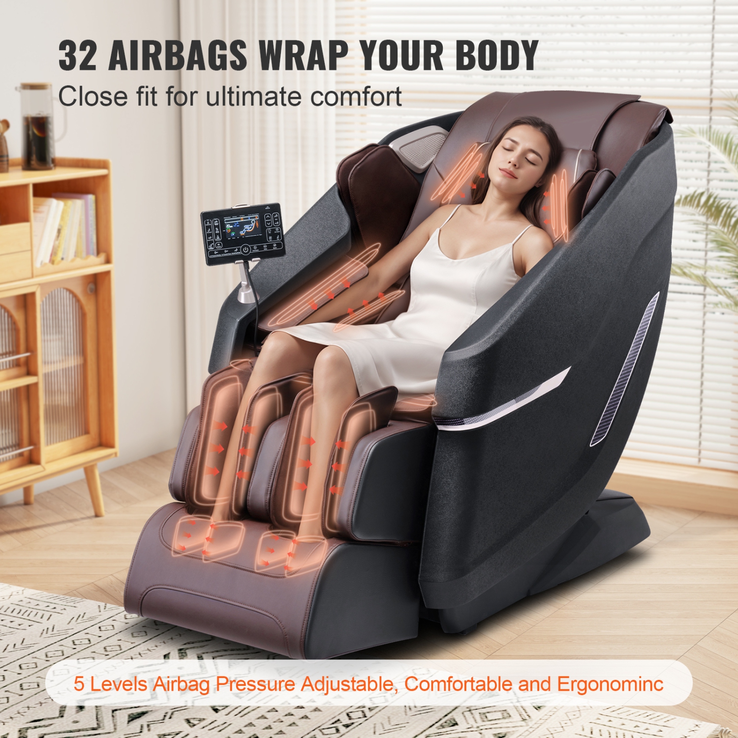 VEVOR Massage Chair with Flexible SL-Track, Full Body Zero Gravity Recliner, 10-18 Auto Modes, 3D Shiatsu, Heating, Bluetooth Speaker, Airbag, Foot