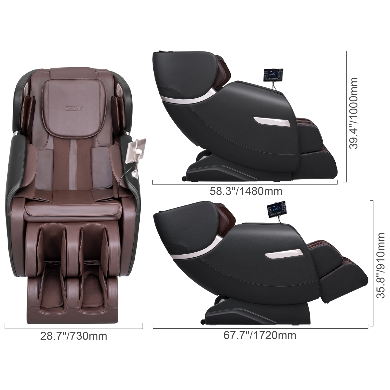 VEVOR Massage Chair - Full Body Zero Gravity Recliner with Multi Auto Modes, 3D Shiatsu, Heating, Bluetooth Speaker, Airbag, Foot Roller, and Touch