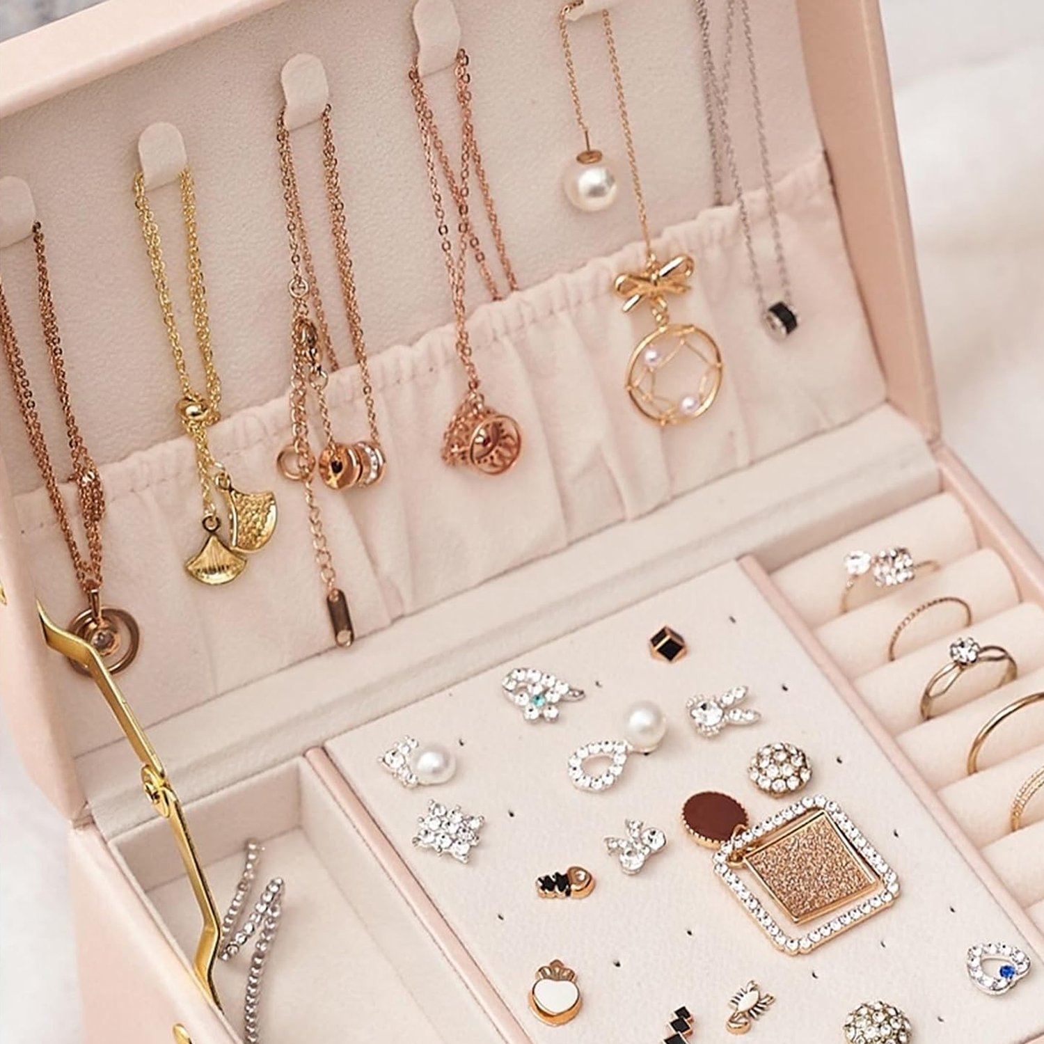 Coffret à bijoux pour femmes et filles, boîte à bijoux, boîte de rangement pour bagues à bijoux