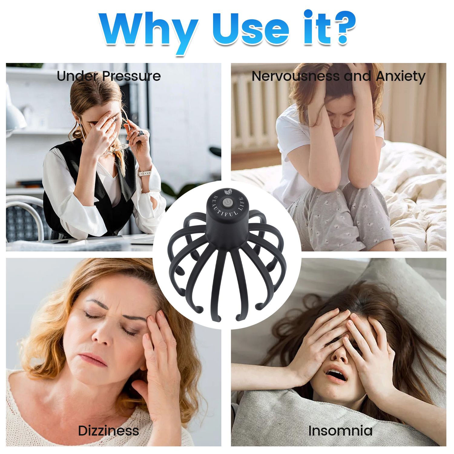 Multi-Claw Electric Massager, Head Scalp Kneading Massager, Eight-Claw Electric Head Massage Claw