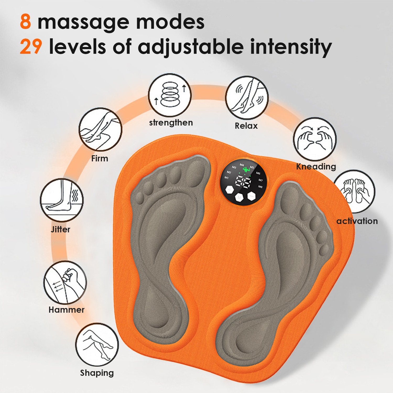 EMS Microcurrent Foot Massager, Portable Massager with 1 Pair of Massage Patches and Remote Control for Home and Travel