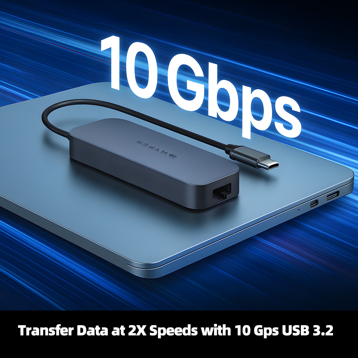 Concentrateur USB-C à 10 ports HyperDrive Next pour MacBook Pro/Air, avec 6 câbles essentiels, HDMI 4K, 100&nbsp;W PD, Ethernet Gigabit