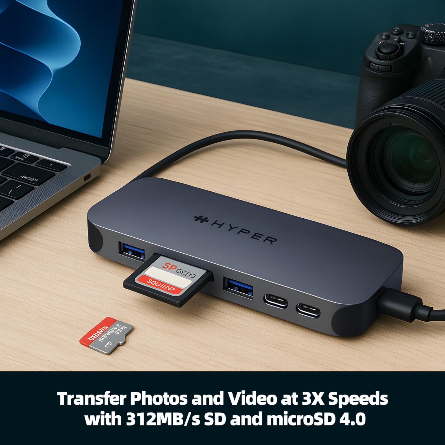 Concentrateur USB-C à 10 ports HyperDrive Next pour MacBook Pro/Air, avec 6 câbles essentiels, HDMI 4K, 100&nbsp;W PD, Ethernet Gigabit