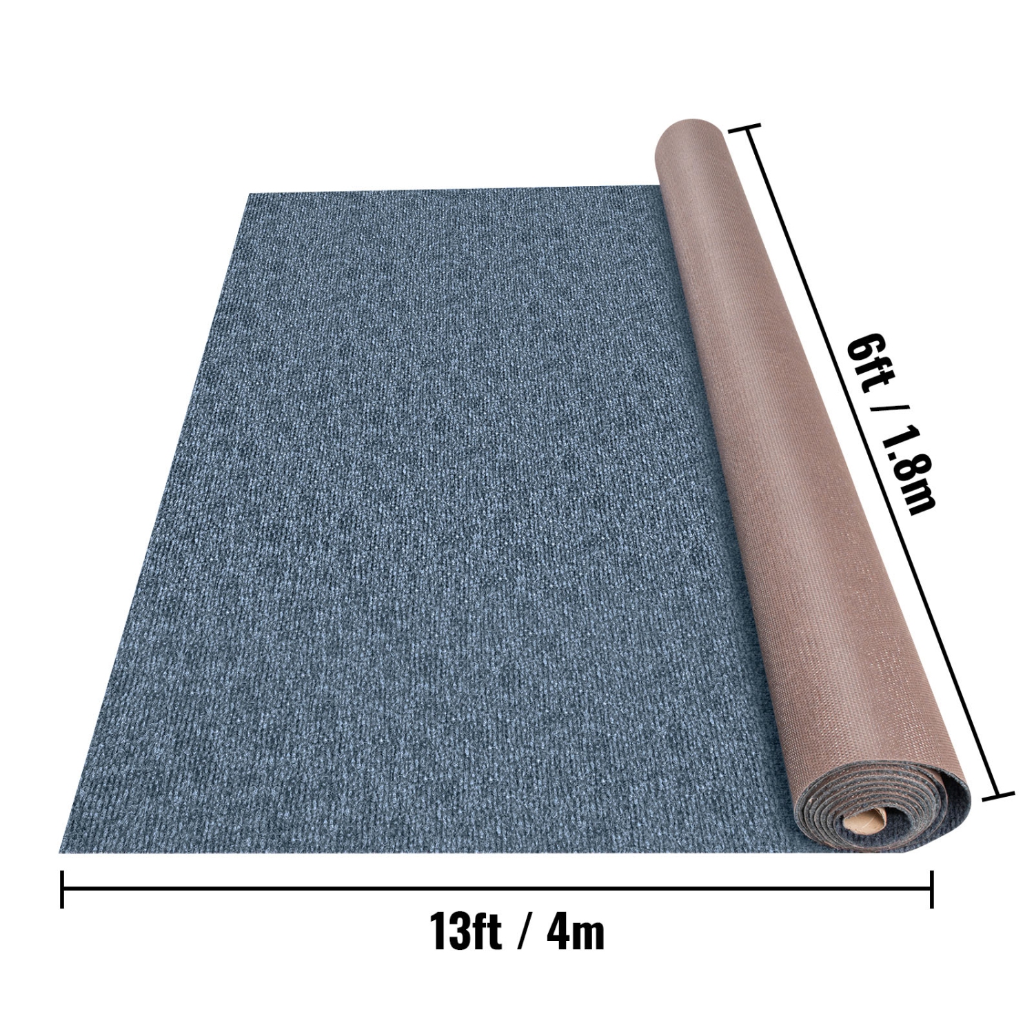 Tapis nautique d'intérieur VEVOR 6&nbsp;pi x 13.1&nbsp;pi Tapis d'extérieur gris pour terrasse de terrasse en TPR Antiglissant, Dos, extérieur, tapis