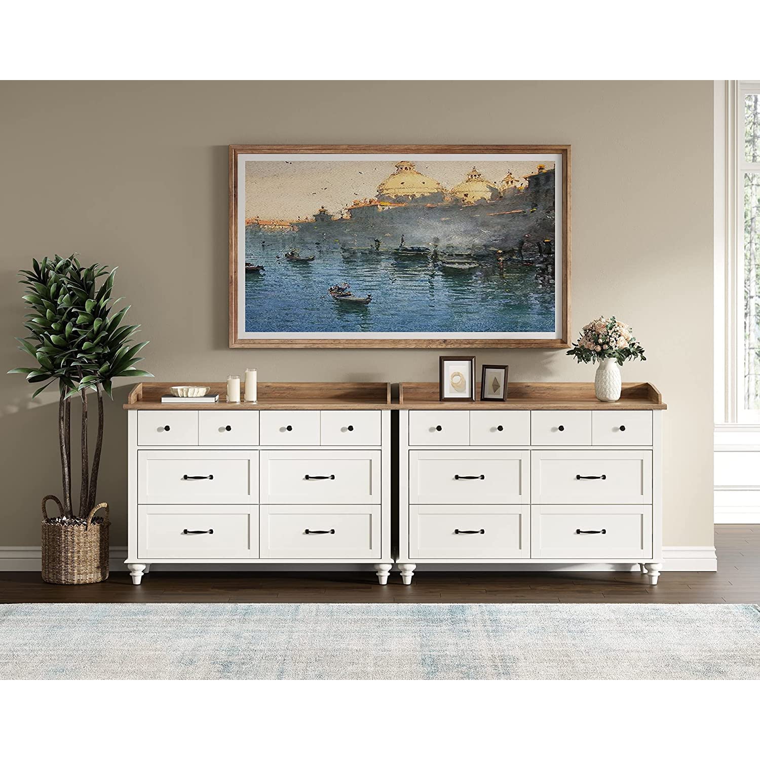 Commode pour chambre à 6 tiroirs, commodes pour enfants avec large commode pour chambre de bébé, salon, chambre d'enfant