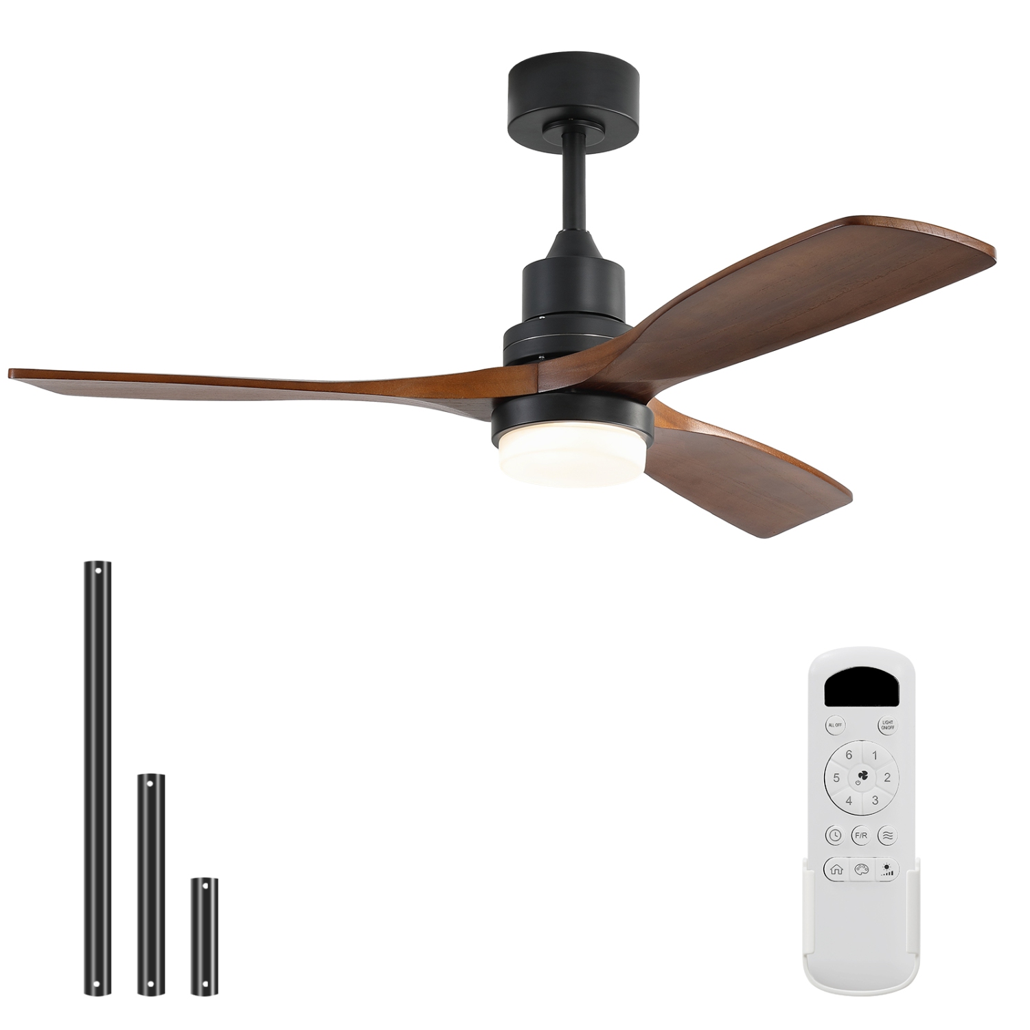 52 Inch High CFM Quiet DC Motor Modern Ceiling Fan with Dimmable LED Lights & Remote Control For Bedroom Farmhouse