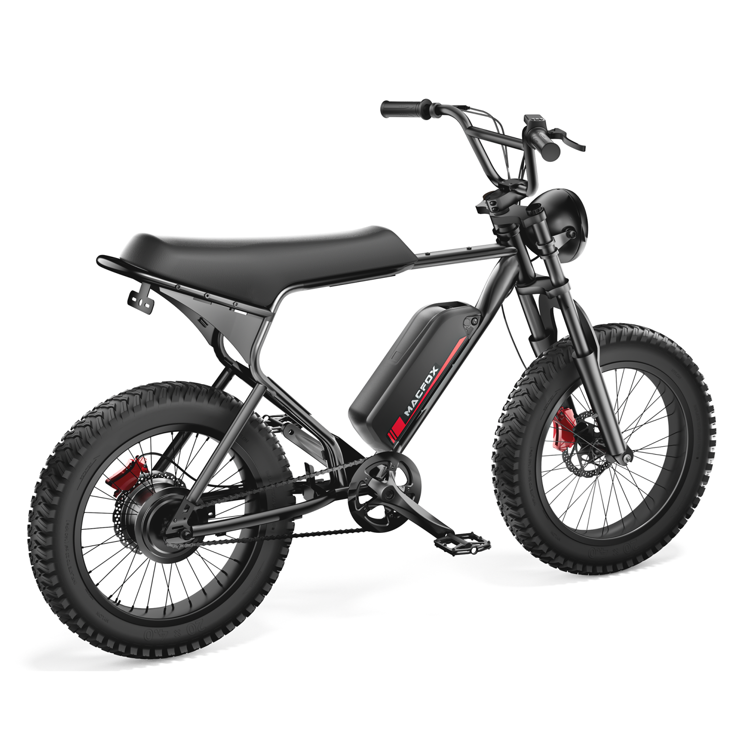 Macfox M20S Electric Fat Tire Bike, 3-Speed Modes for Adults, Black