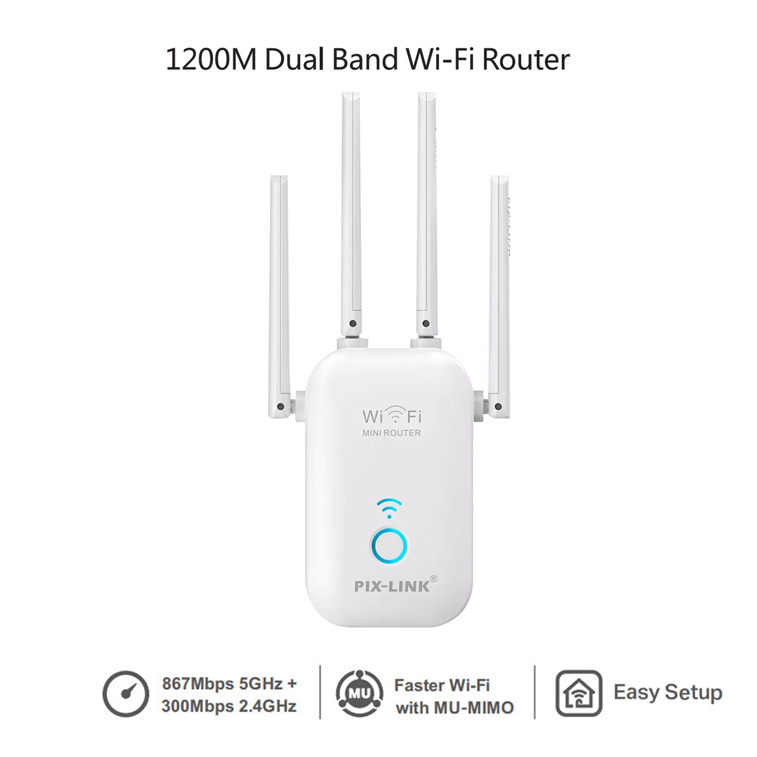 1200Mbps Repetidor WiFi Banda Dupla Sem Fio-AC Roteador WiFi Amplificador AP Extensor 4 Antenas Para Home Office