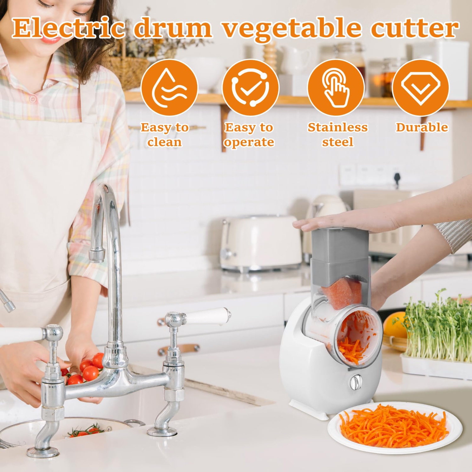 Electric Cheese Grater Detachable Cheese Shredder with 3 Blades USB Rechargeable Vegetable Chopper Professional Electric Cheese Cutter