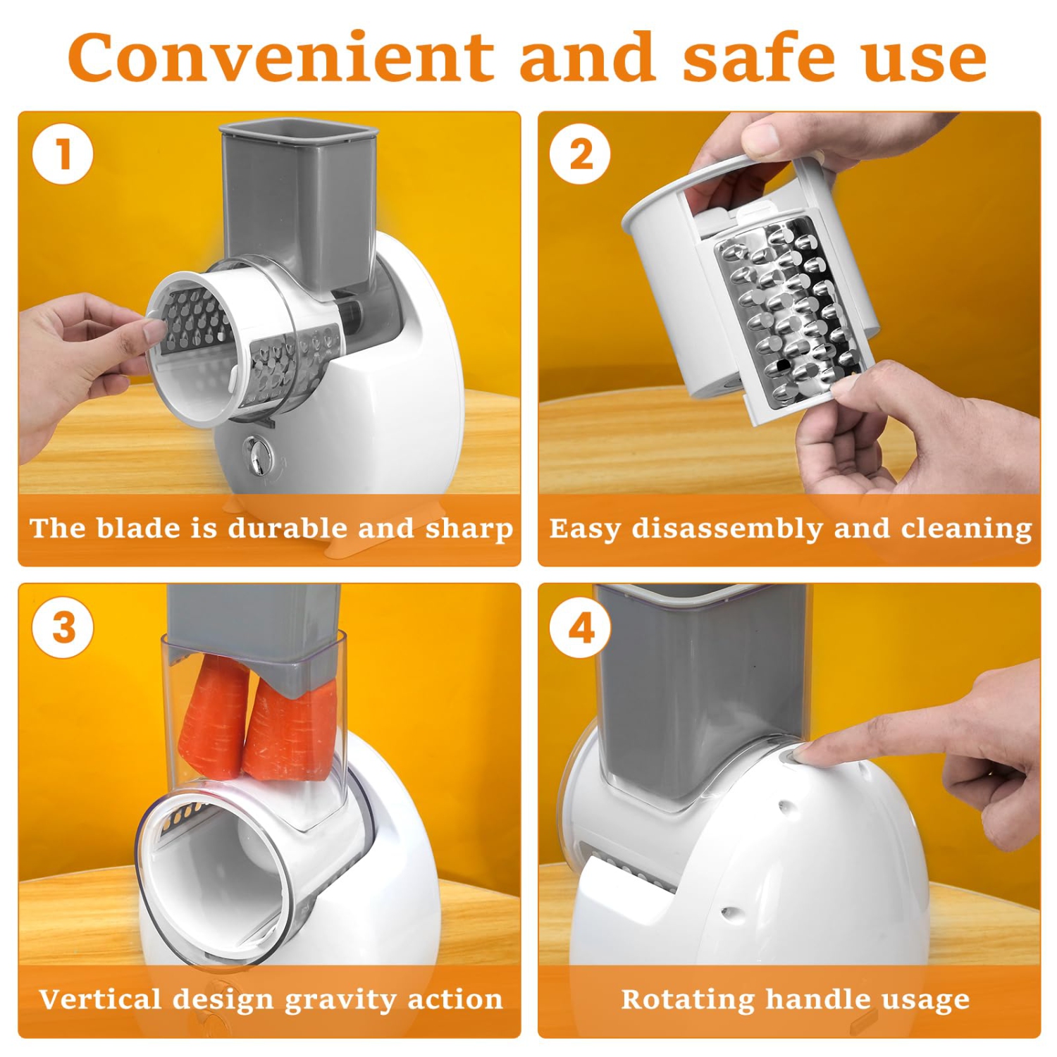 Electric Cheese Grater Detachable Cheese Shredder with 3 Blades USB Rechargeable Vegetable Chopper Professional Electric Cheese Cutter