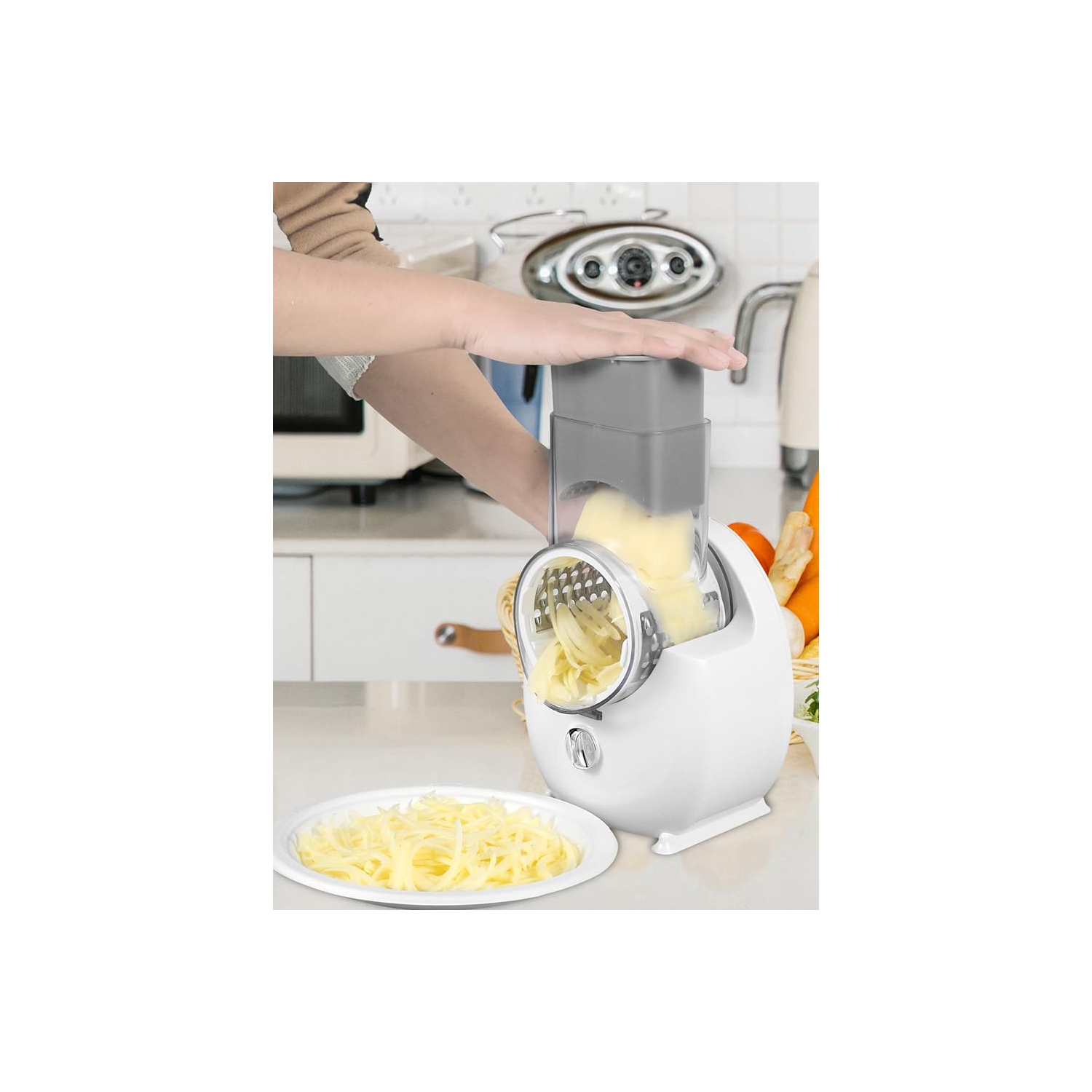 Electric Cheese Grater Detachable Cheese Shredder with 3 Blades USB Rechargeable Vegetable Chopper Professional Electric Cheese Cutter