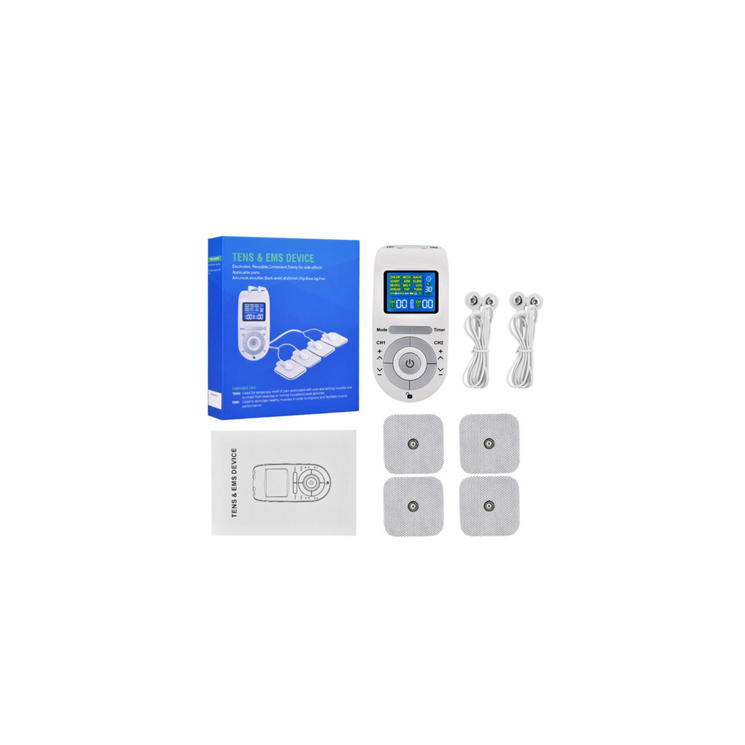 Tens Machine 12 Modes Electric Body Pulse Massager Digital Therapy Machine EMS Muscle Stimulator with Electrodes Pads Tens Unit