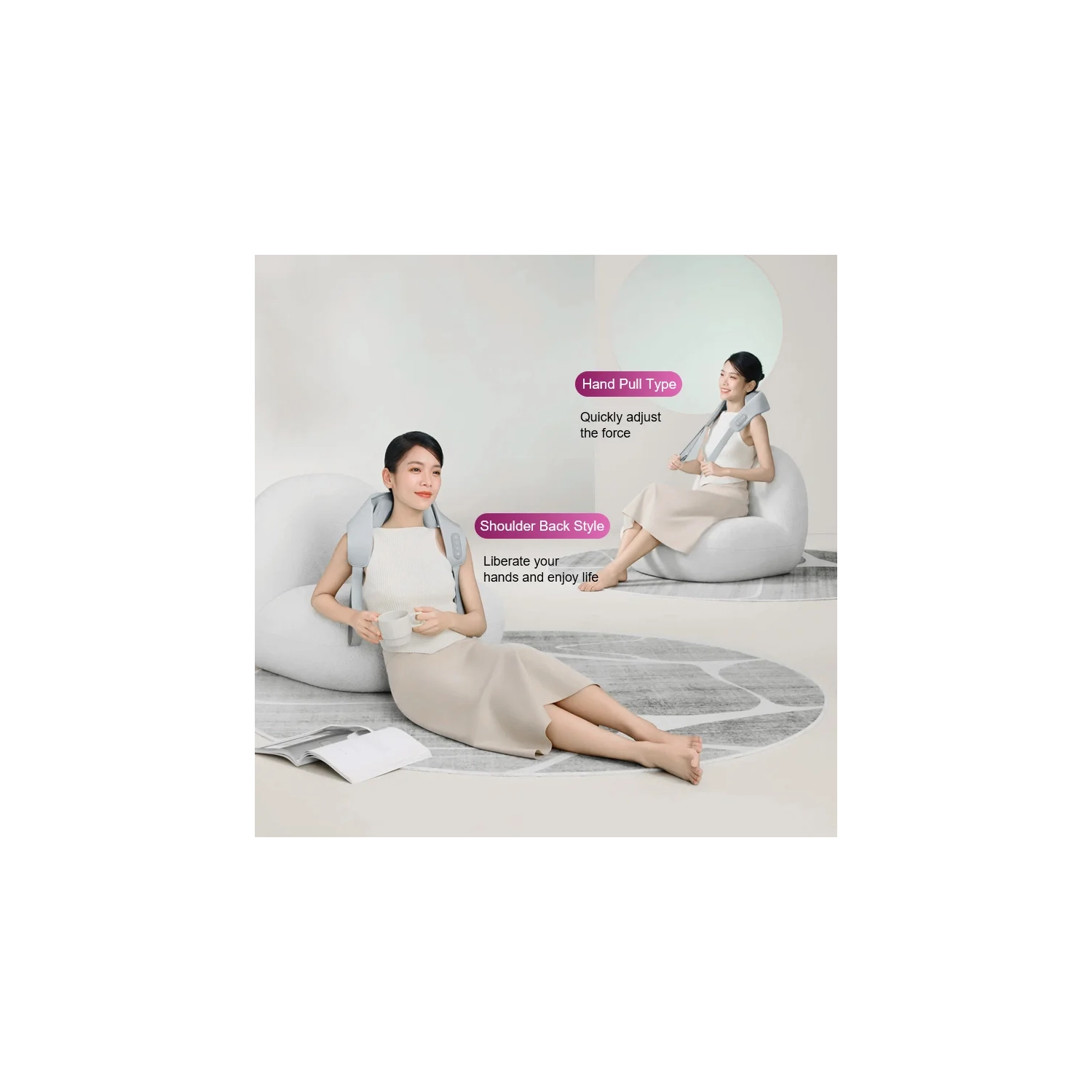 Neck Massager for Neck Pain Relief, 4D Deep Kneading Massagers with 6 Massage Nodes, Cordless Shiatsu Neck and Shoulder Massage Pillow