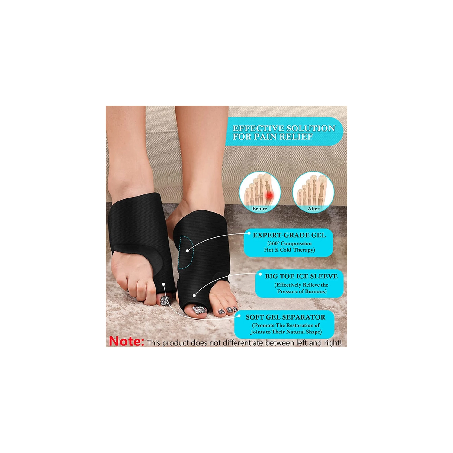 2-in-1 Wrist Brace Hand & Foot Ice Pack Reusable Gel Cold Pack Hot & Cold Therapy for Plantar Fasciitis Swelling Pain Relief