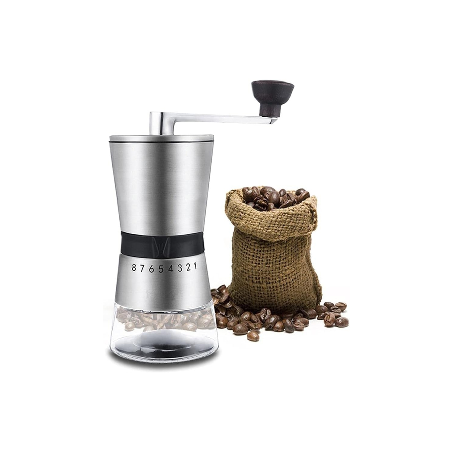 Moulin à café en céramique en acier inoxydable Moulin à café manuel avec moulin en céramique