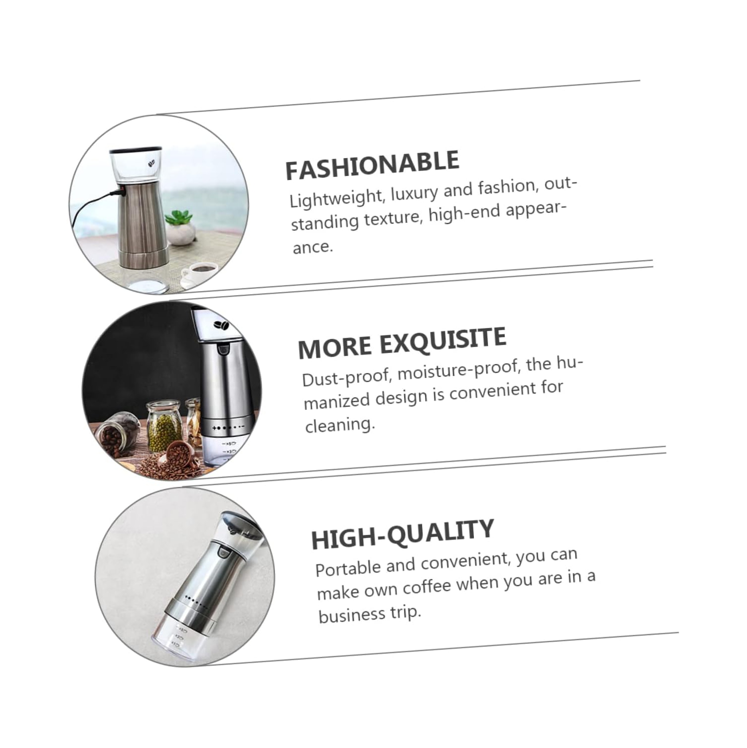 Electric Stainless Steel Coffee Grinder Portable Coffee Bean Grinder Easy to Clean Silver