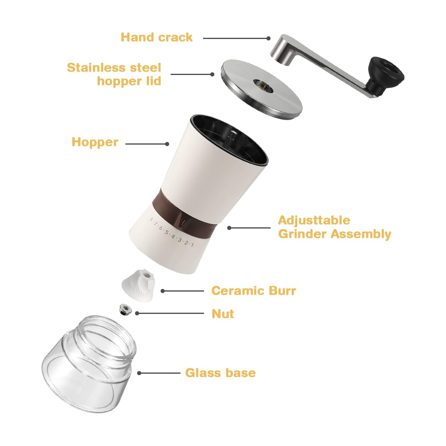 Hand-cranked coffee bean grinder household large-capacity coffee grinder coarse and fine adjustable coffee grinding bottle