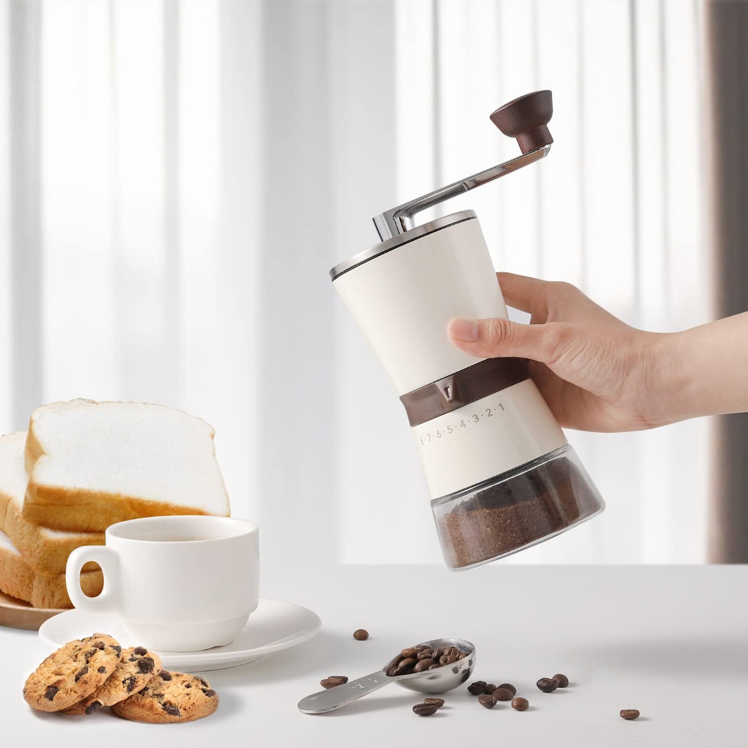 Hand-cranked coffee bean grinder household large-capacity coffee grinder coarse and fine adjustable coffee grinding bottle