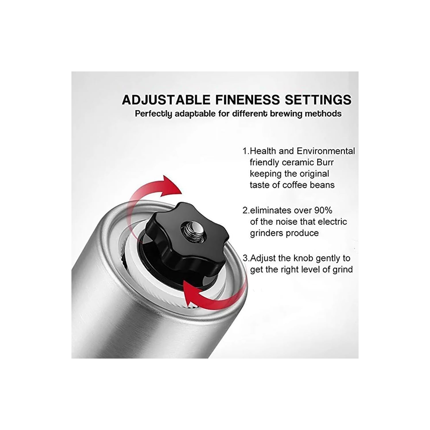 Professional coffee bean grinder, portable home coffee grinder, suitable for camping, travel, outdoor and indoor use, black.