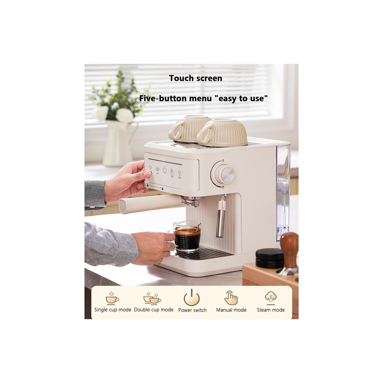 Machine à café italienne multifonction Machine à café italienne entièrement automatique Petite machine à café à lait - Blanc