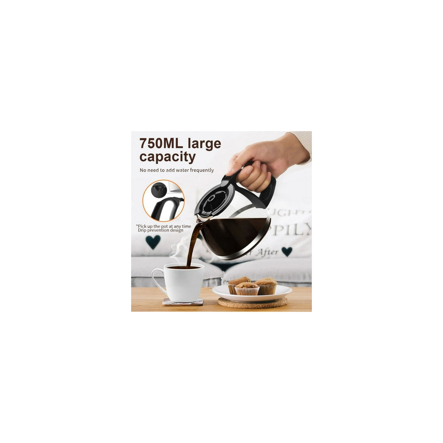 American coffee machine household automatic small drip coffee pot with constant temperature base