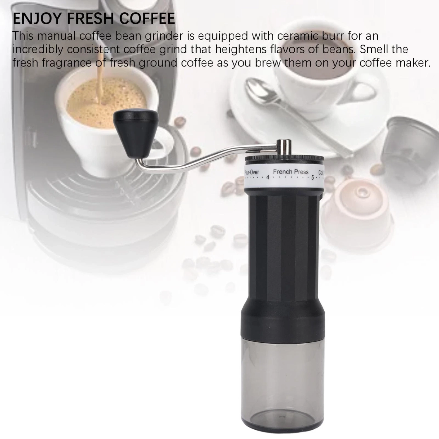 Portable hand-grinded coffee bean grinder High-efficiency portable manual coffee grinder [40 gears external adjustment]