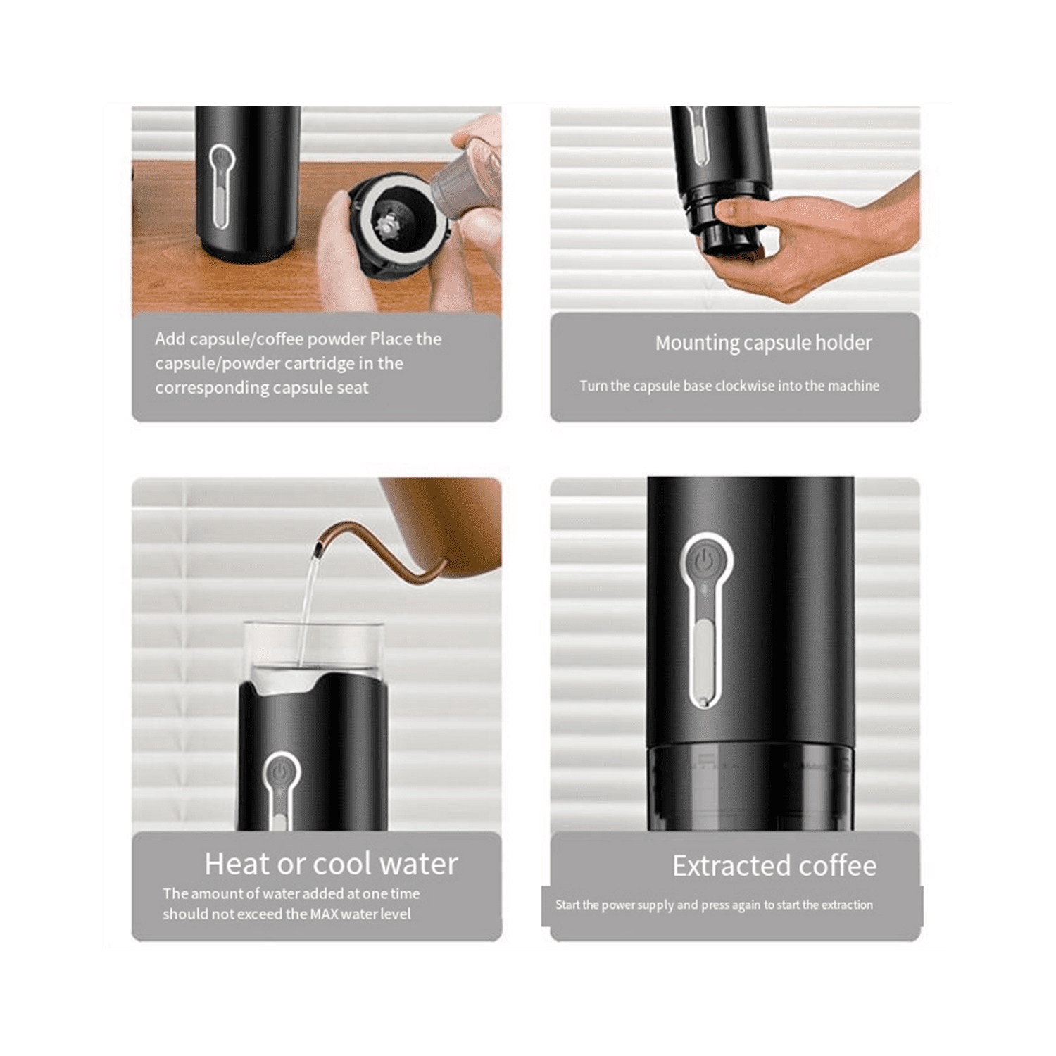 Machine à espresso Machine à café portative, mini machine à espresso électrique, idéale pour les voyages, le camping et la randonnée