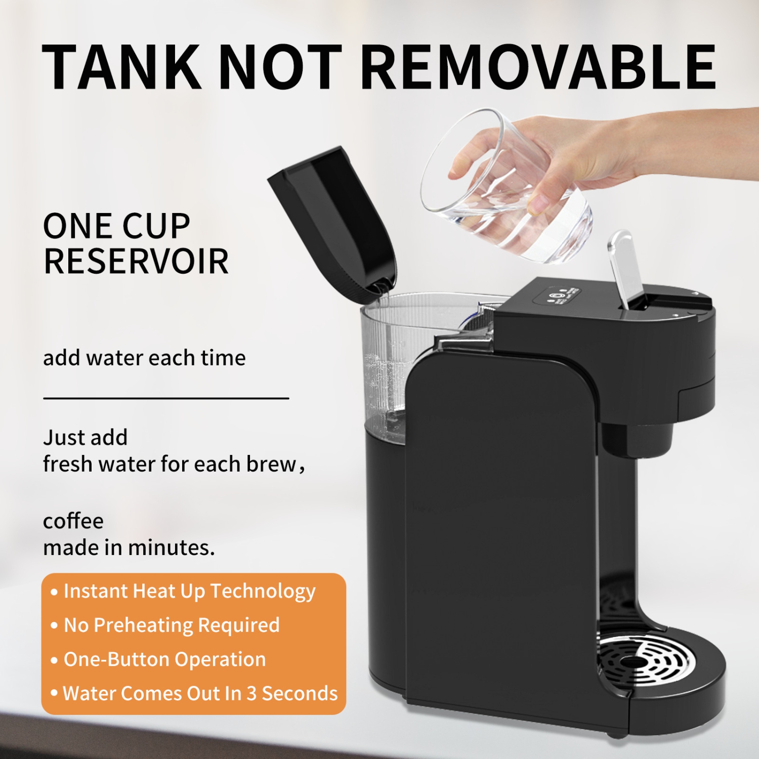 Capsule coffee machine household mini small automatic Italian coffee machine multifunctional - black