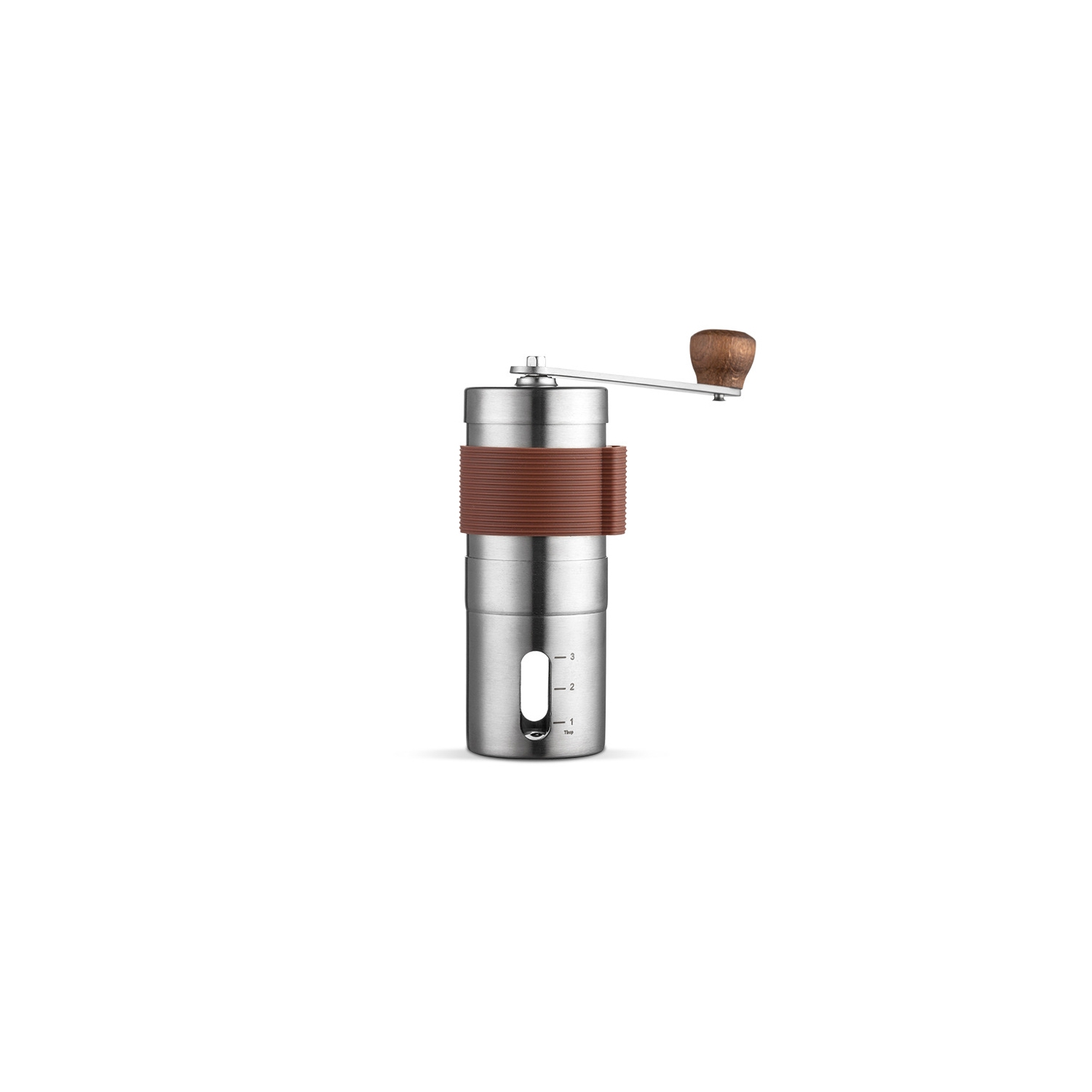 Grinder, professional coffee bean powder grinder, portable household coffee grinder with scale, suitable for camping travel outdoor indoor maroon