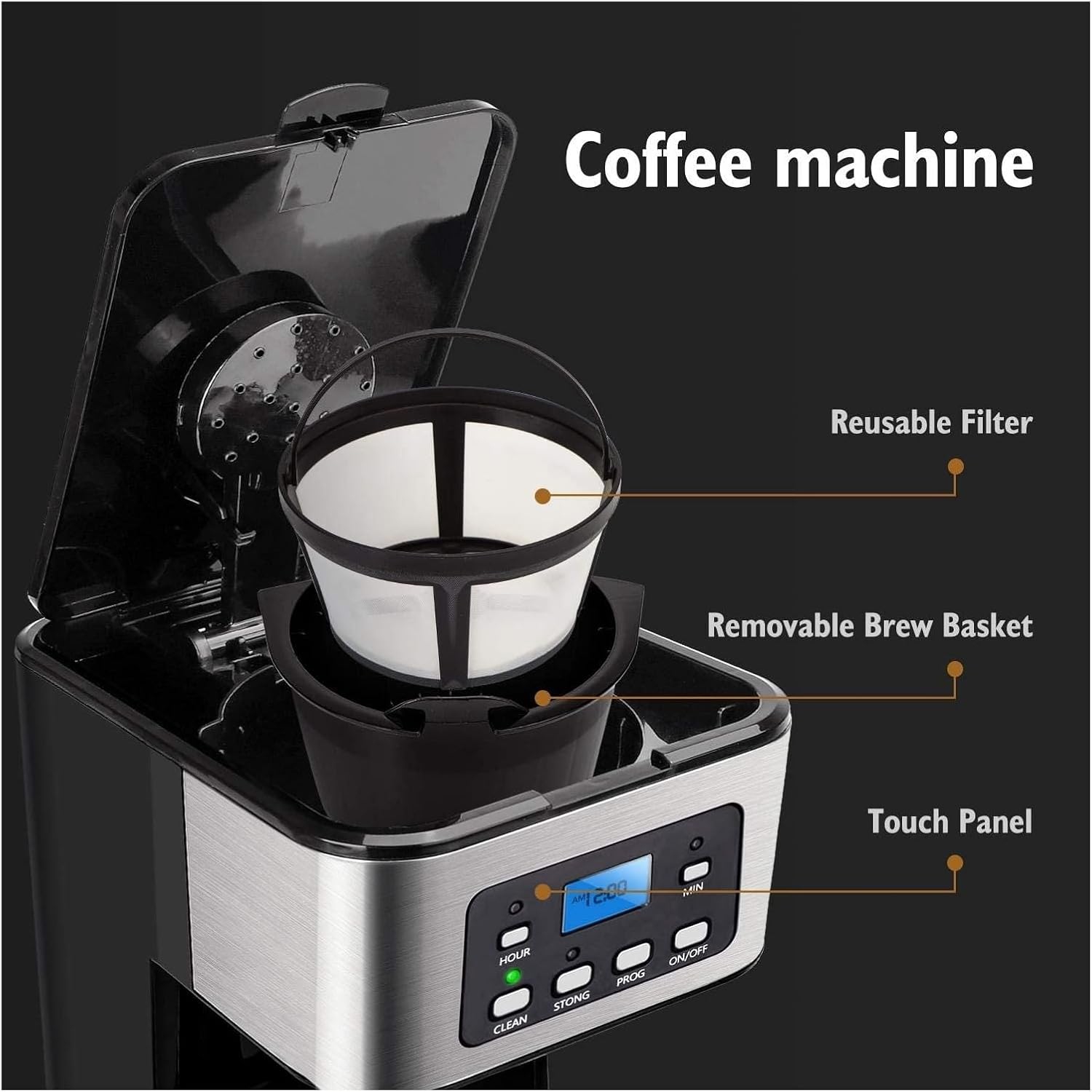 1.5L American drip coffee machine with keep warm and reserve function