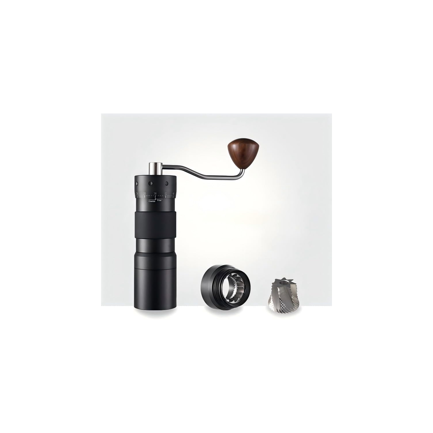 Moulin à café à manivelle, moulin à café à dents fantômes, aspiration magnétique, petit noyau en acier domestique pour l'extérieur, réglage externe,