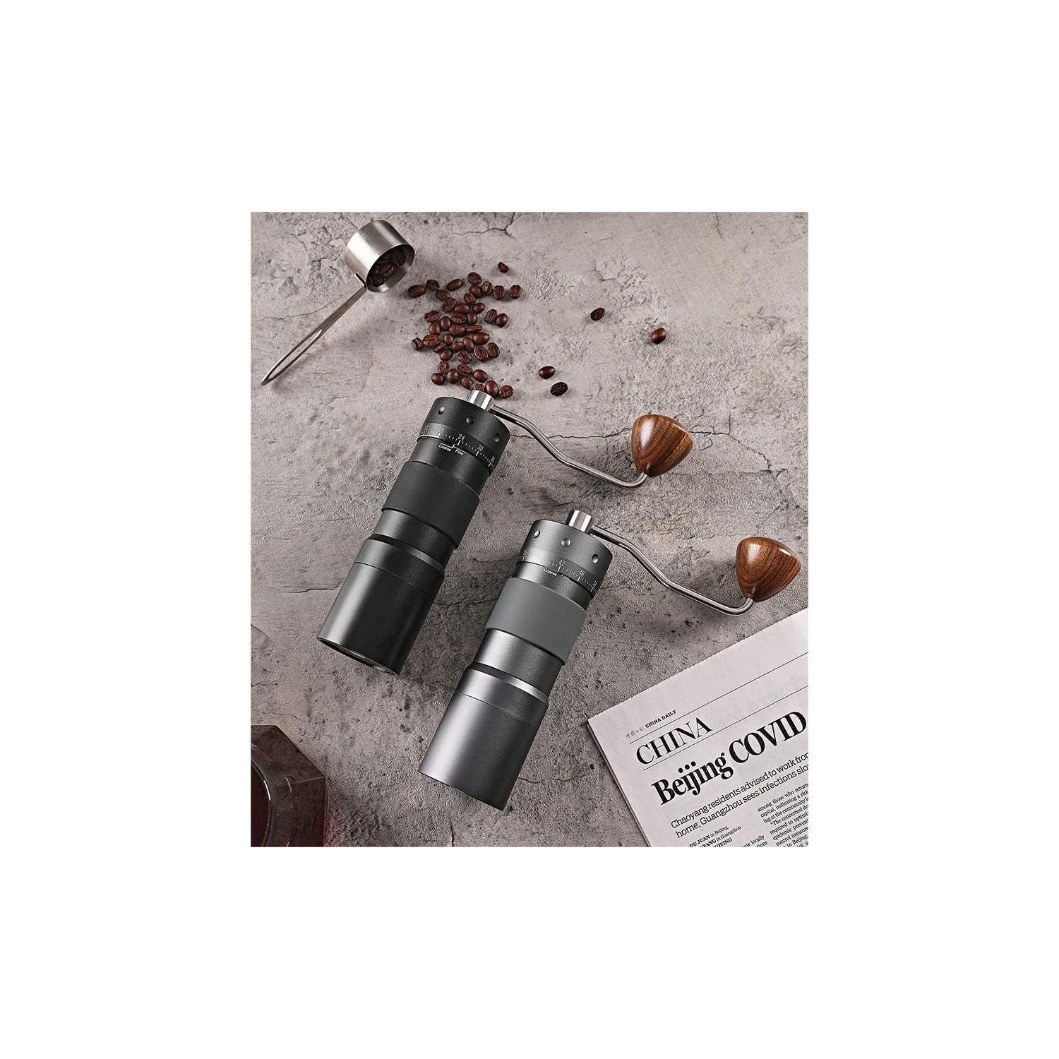 Moulin à café à manivelle, moulin à café à dents fantômes, aspiration magnétique, petit noyau en acier domestique pour l'extérieur, réglage externe,